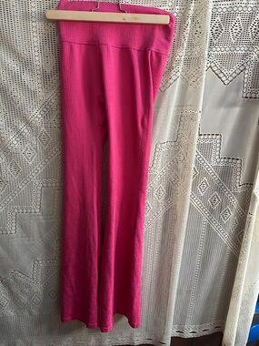 JoyLab Bright Pink Ribbed Flare Pants